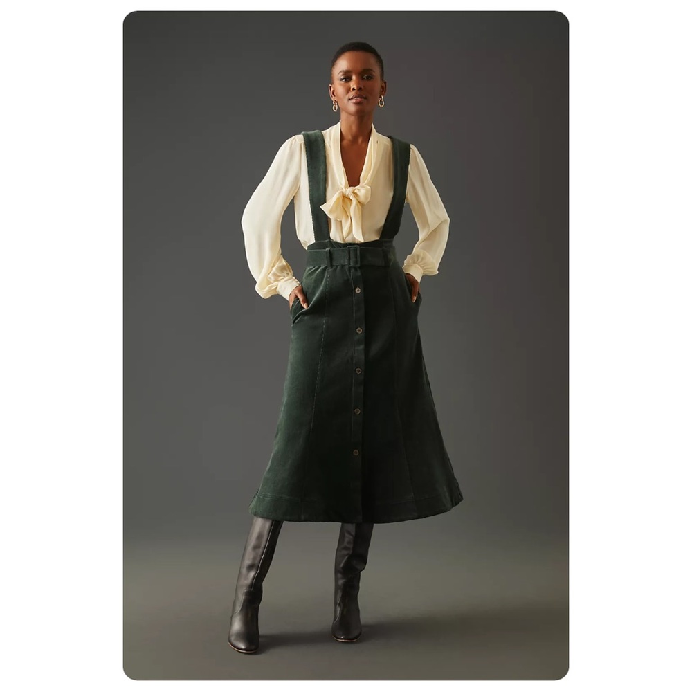 ★ Maeve Corduroy Pinafore Skirt - Forest Green ★